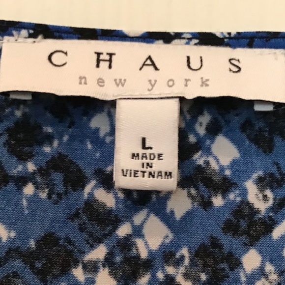 Blue/White/Black Print Chaus Top - Picture 5 of 8